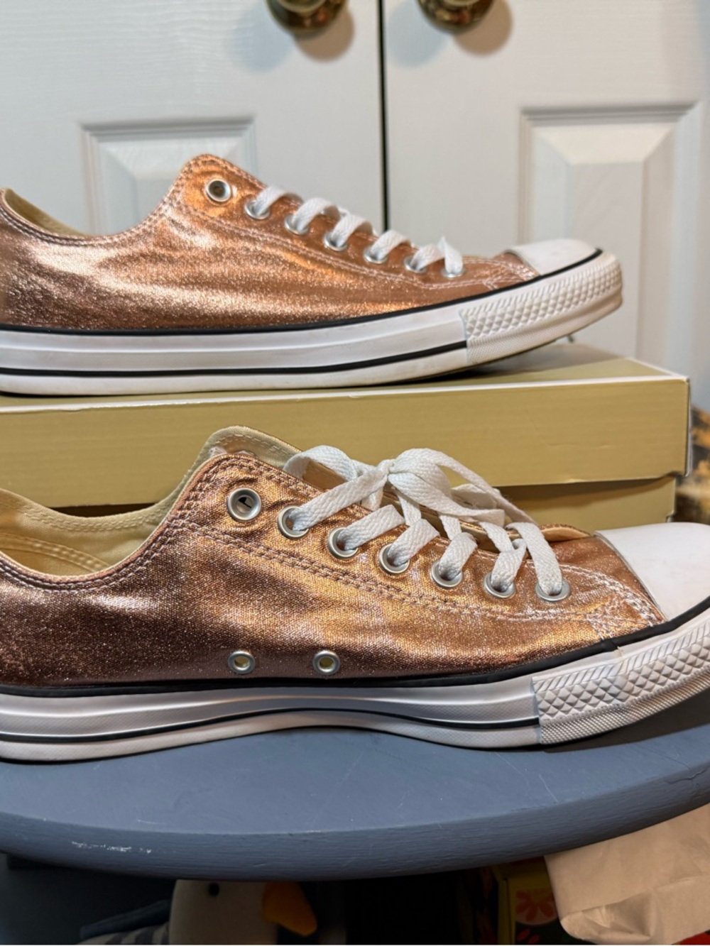 Converse Metallic Rose gold Low Top Sneakers 10W - Picture 2 of 8